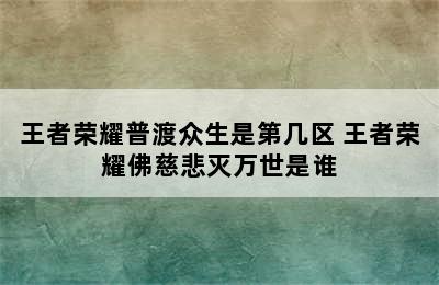 王者荣耀普渡众生是第几区 王者荣耀佛慈悲灭万世是谁